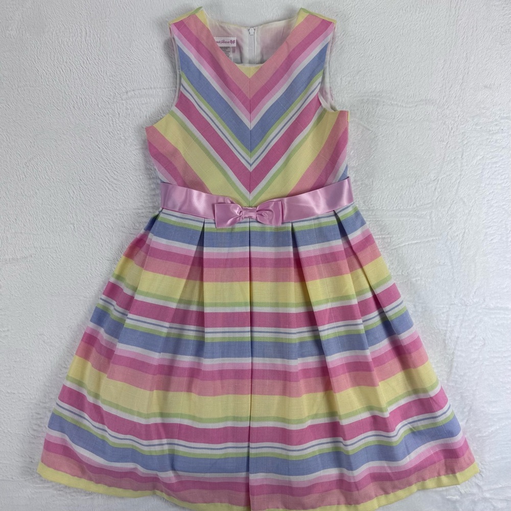 Bonnie Jean Pastel Striped Kids Dress, Size 12
